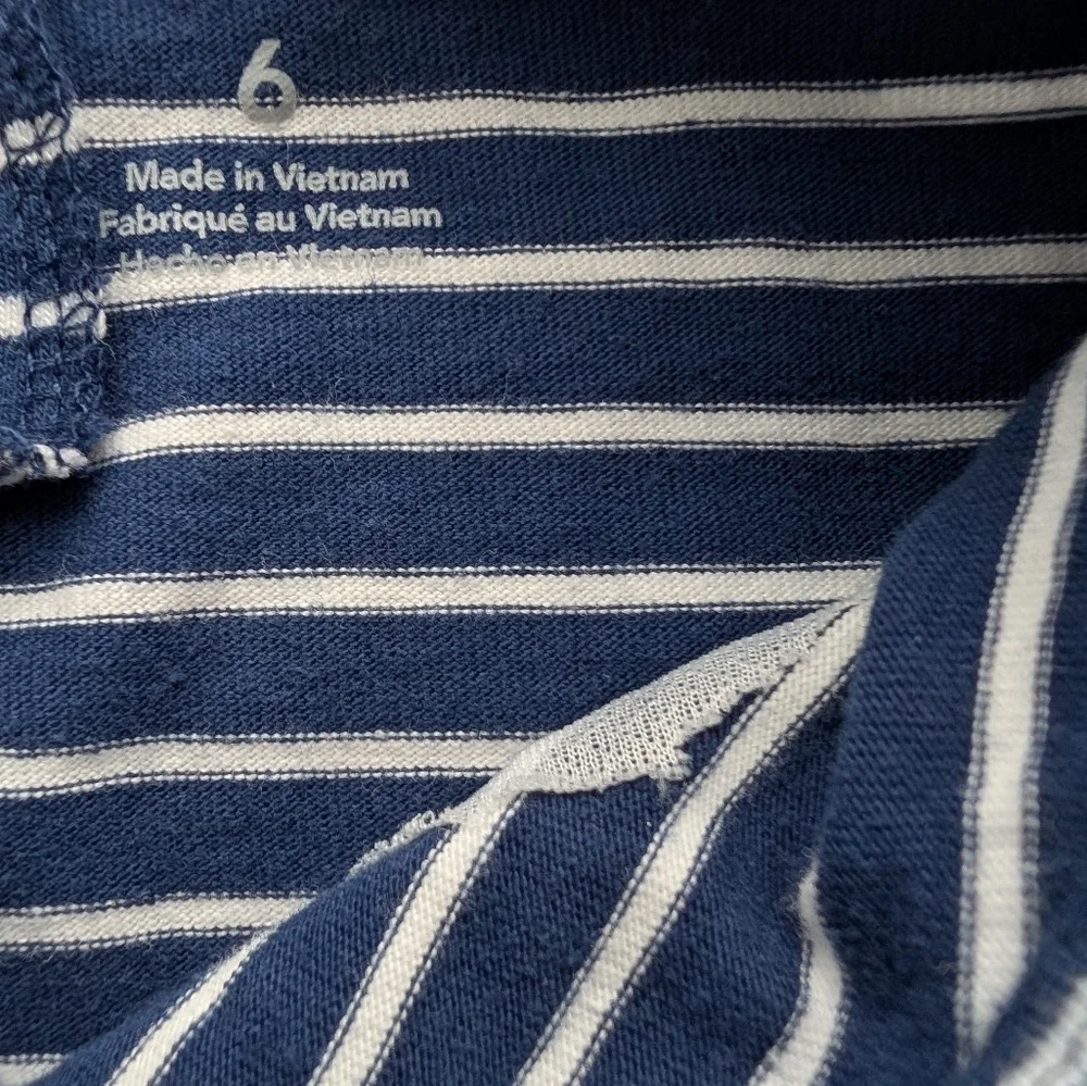 Carter's Girls Casual Cotton Striped Blue Kids Dress with Fun Patches SZ 6